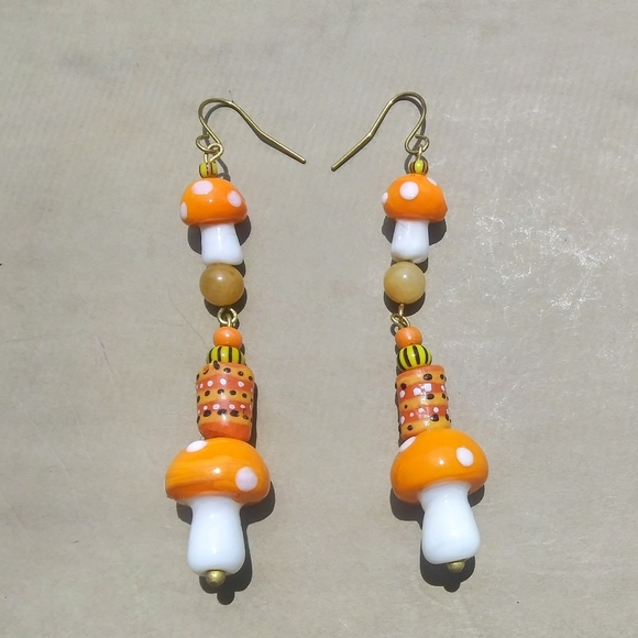 Hand Crafted Jewelry - 'Mushaboom' Orange Earrings